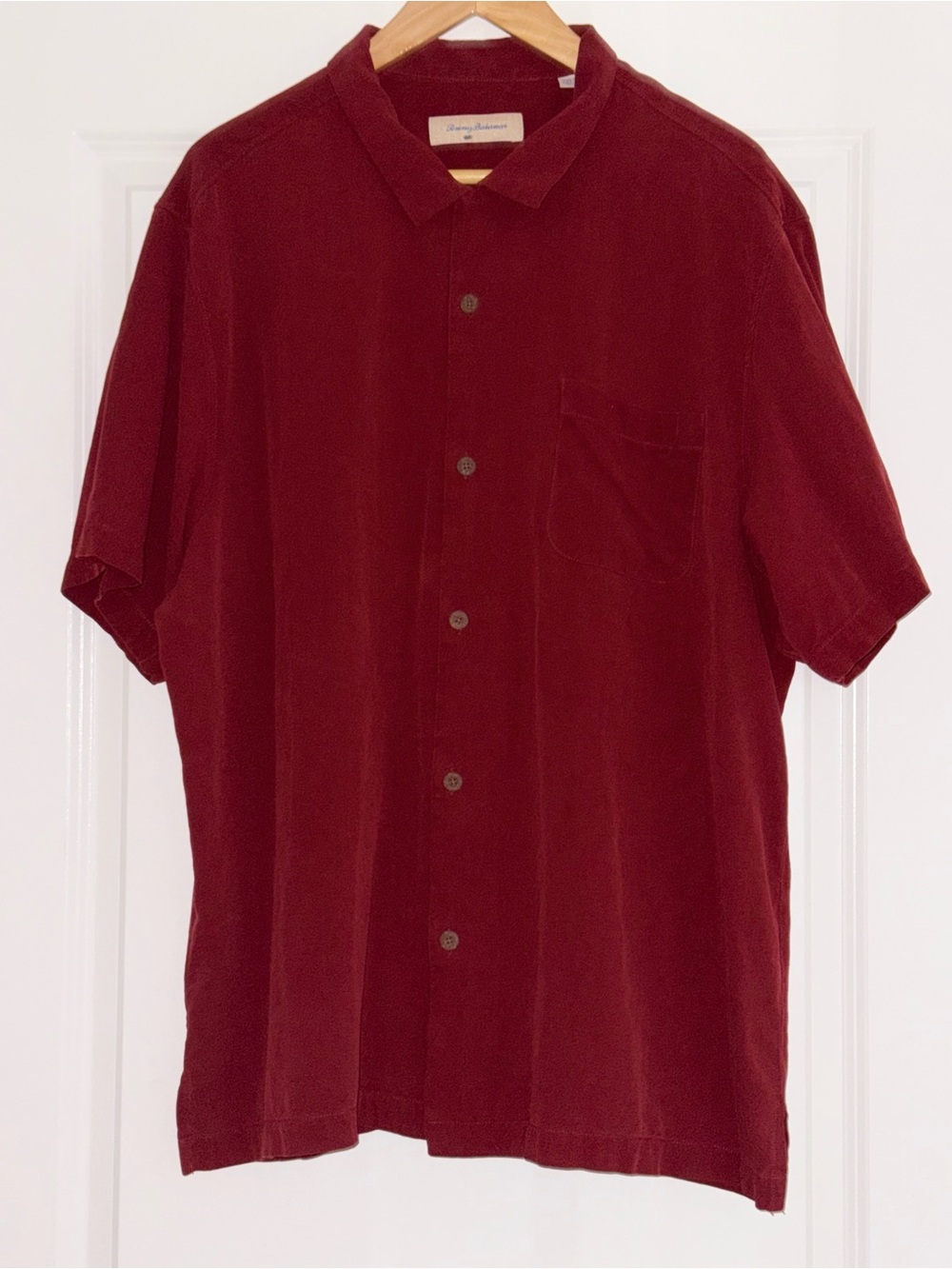 Tommy Bahama Mens XXL Burgundy 100% Silk Rush Button Relax Shirt Short Sleeve